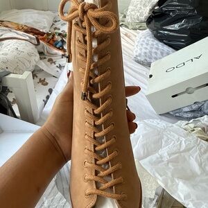 Aldo Beige Lace-Up Women's Boots
